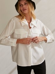 Cora Button Up Utility Blouse - White