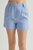 Cora Cuffed Linen Shorts - Blue