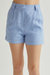 Cora Cuffed Linen Shorts - Blue