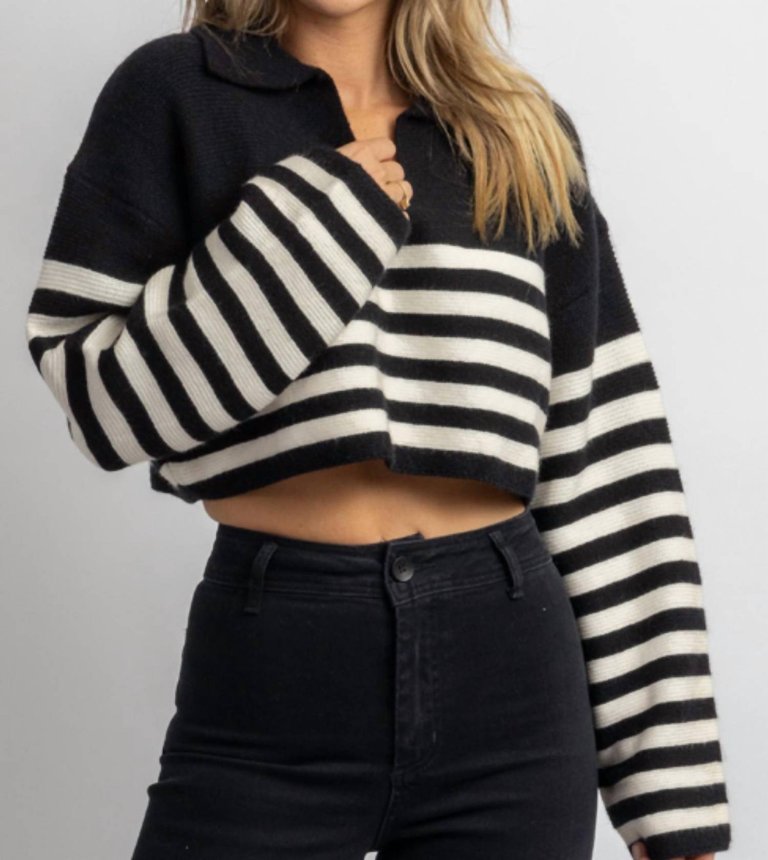 Corbin Striped Sweater - Black