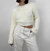 Cropped Wide Sleeve Fuzzy Sweater In Cream