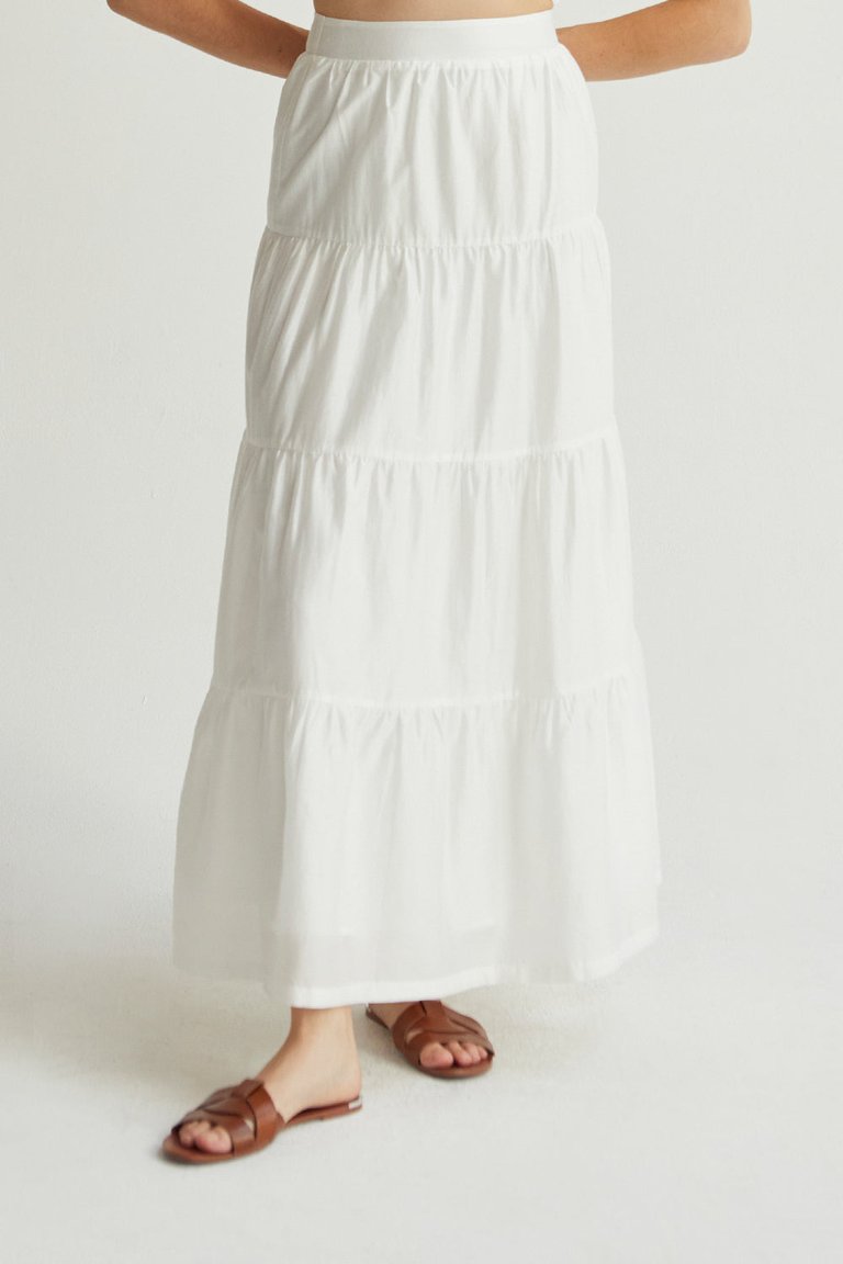 Daisy Tiered Maxi Skirt - White