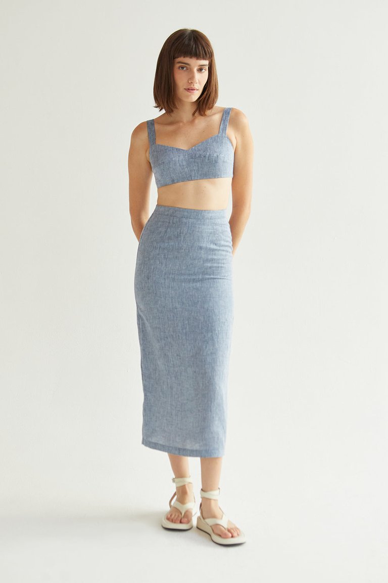 Daniella Linen Skirt - Blue