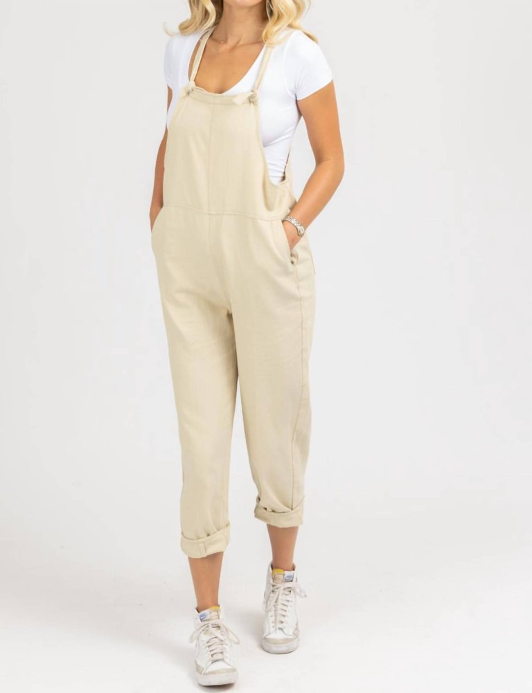 Denim Relaxed Pocket Overall - Oatmeal