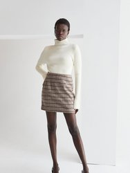 Ela Plaid Mini Skirt - Taupe