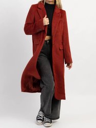 Eliza Brick Brushed Wool Coat - Red
