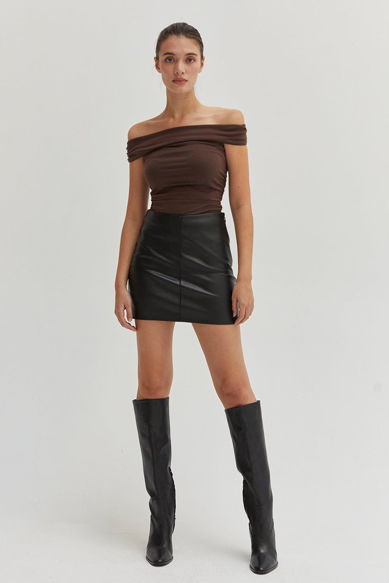 Elon Vegan Leather Mini Skirt - Black