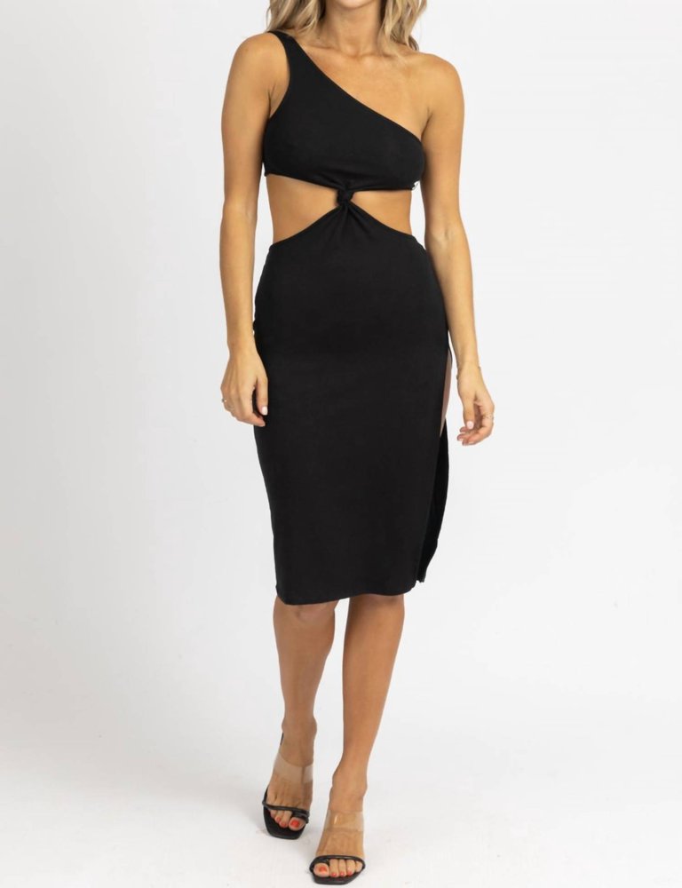 Front Knot Asymmetric Midi Dress