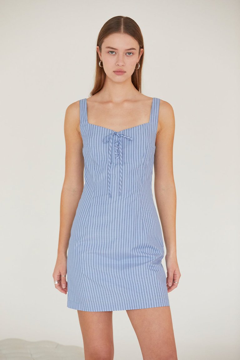 Hailey Pinstripe Mini Dress - Blue