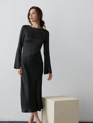 Hazel Satin Maxi Dress - Black
