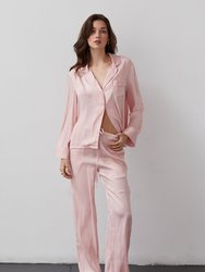 Jexie Silky Satin Pants - Pink