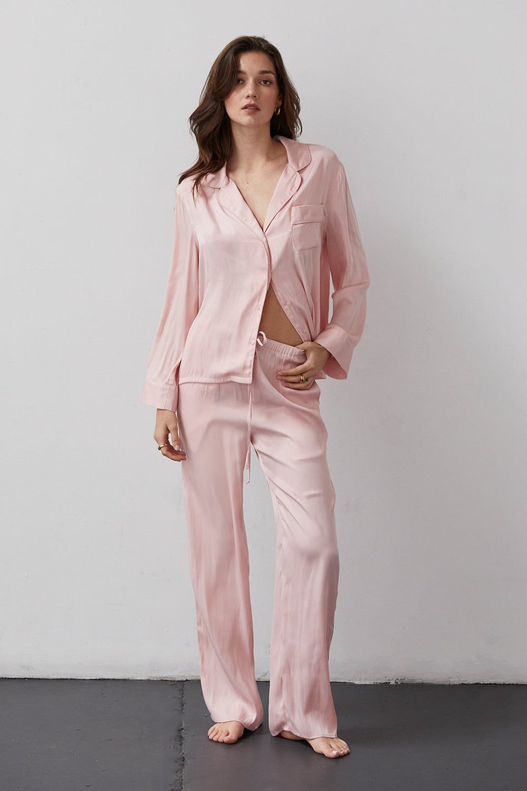 Jexie Silky Satin Pants - Pink