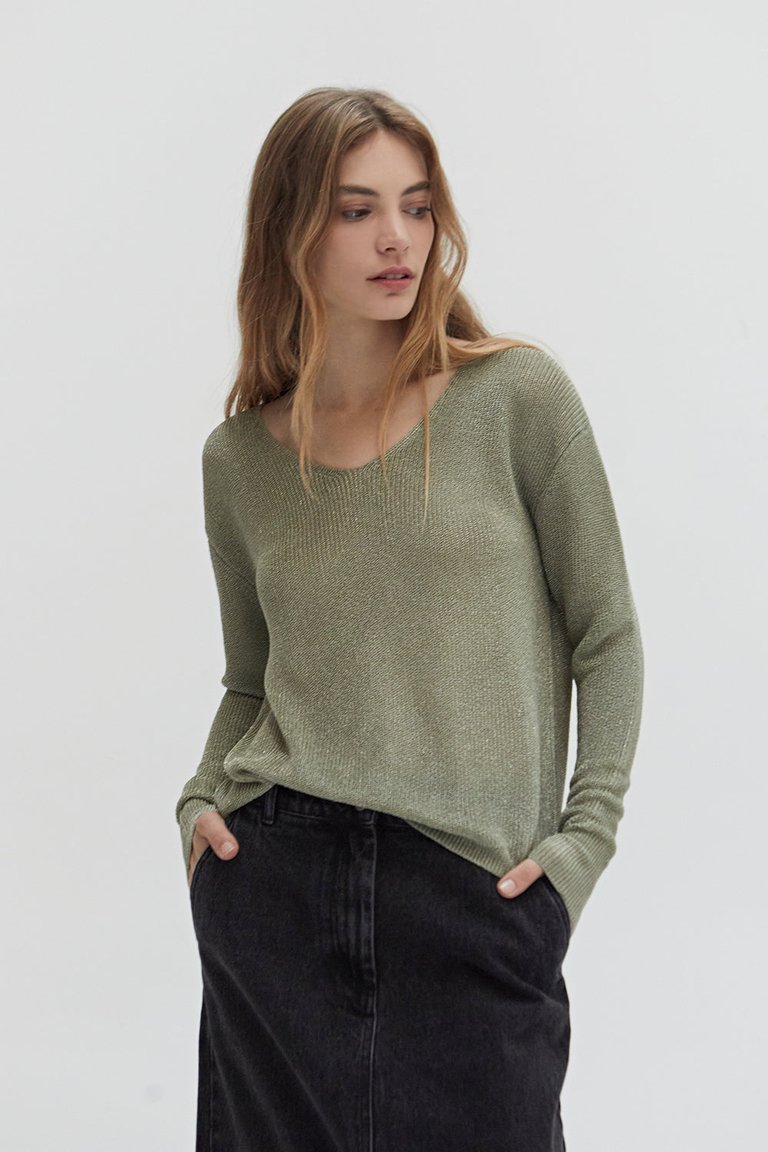 Jocelene Sweater Top - Eucalyptus