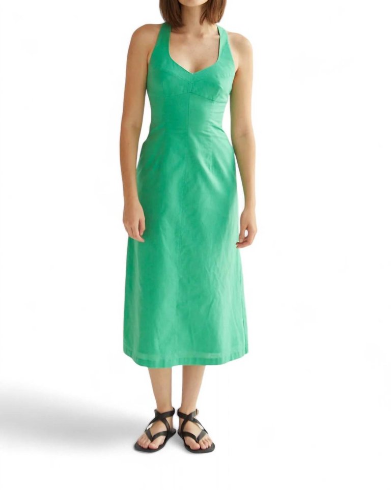 Julia Tie Back Midi Dress In Green - Green