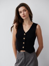 Julissa Cotton Sweater Vest - Black