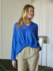 Kammy Linen-Blend Blouse - Blue