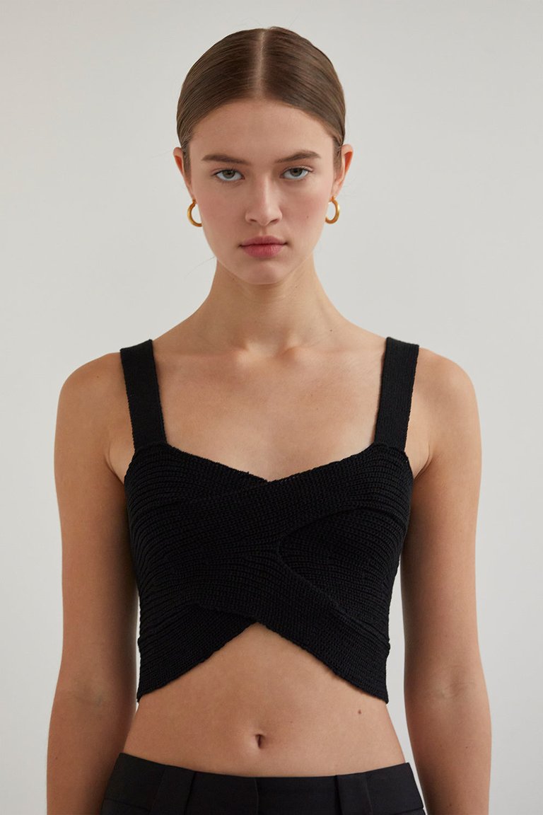 Katie Crop Tank Top - Black