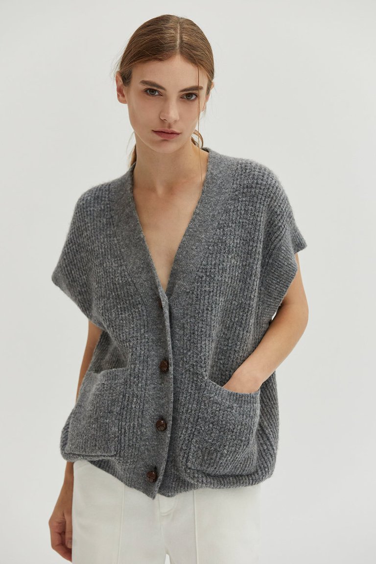 Kenzie Waffle Vest - Grey