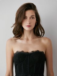 Lace Corset Midi Dress - Black