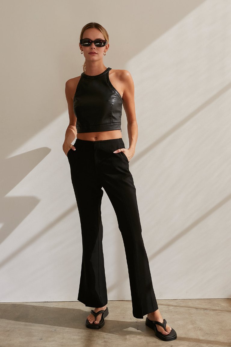 Laci Vegan Leather Crop Halter Top