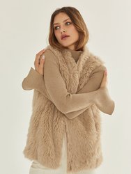 Laurene Vegan Fur Vest - Taupe