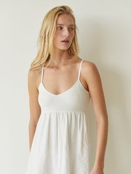 Leah Mixed-Media Midi Dress - White