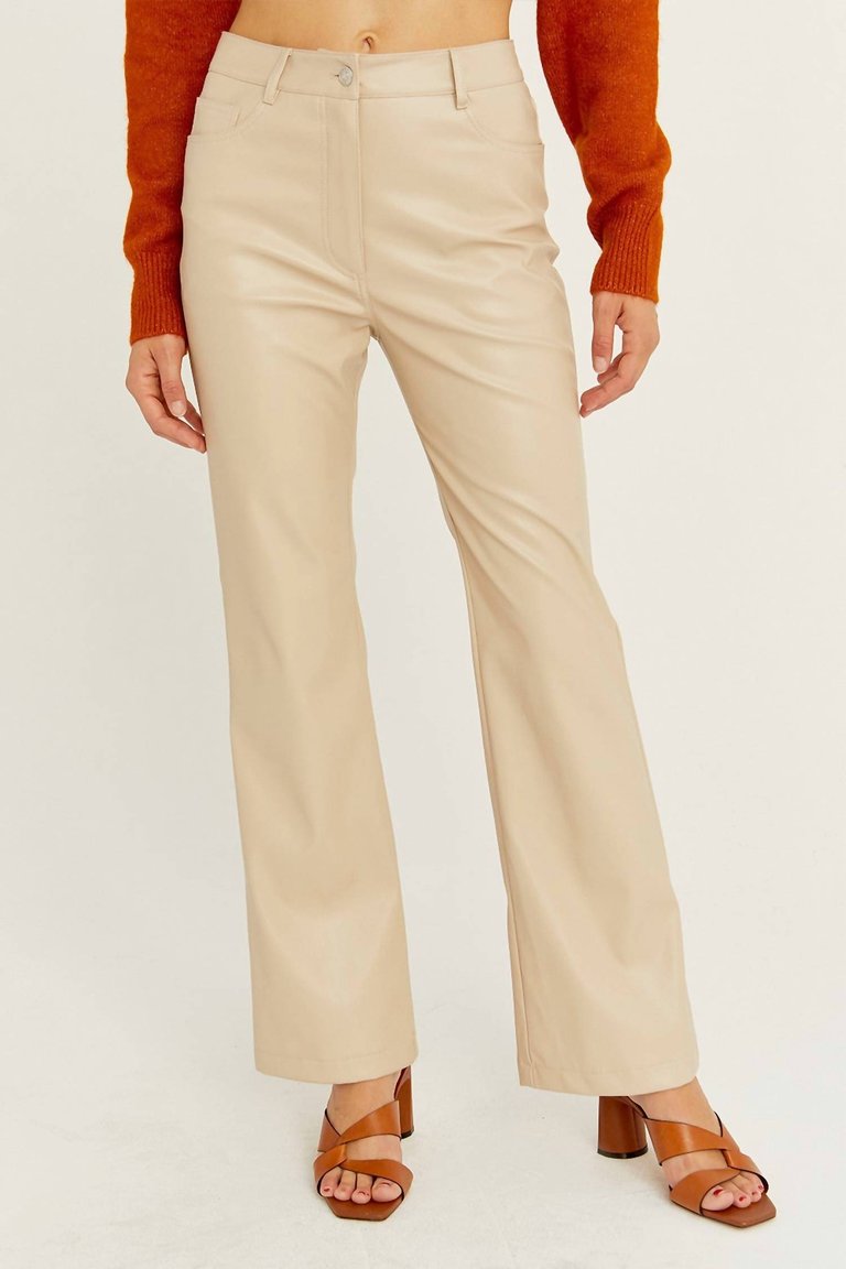 Leather Pants In Cream - Cream