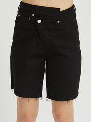 Leeor Denim Bermuda Shorts - Black