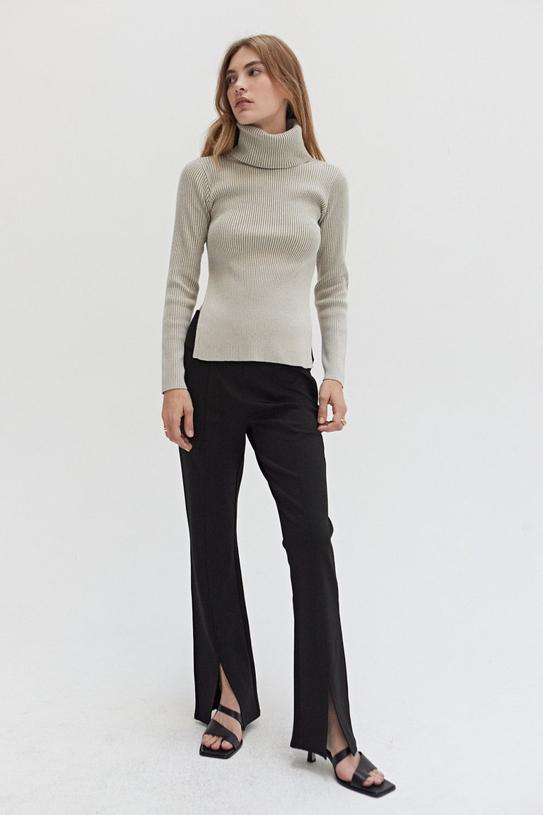 Lindsey Turtleneck Knit Top - Oatmeal