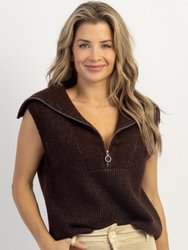 Mackenzie Collared Sweater Vest - Espresso