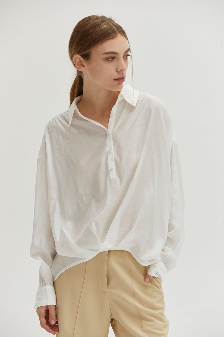 Maeve Surplice Woven Top - Off White