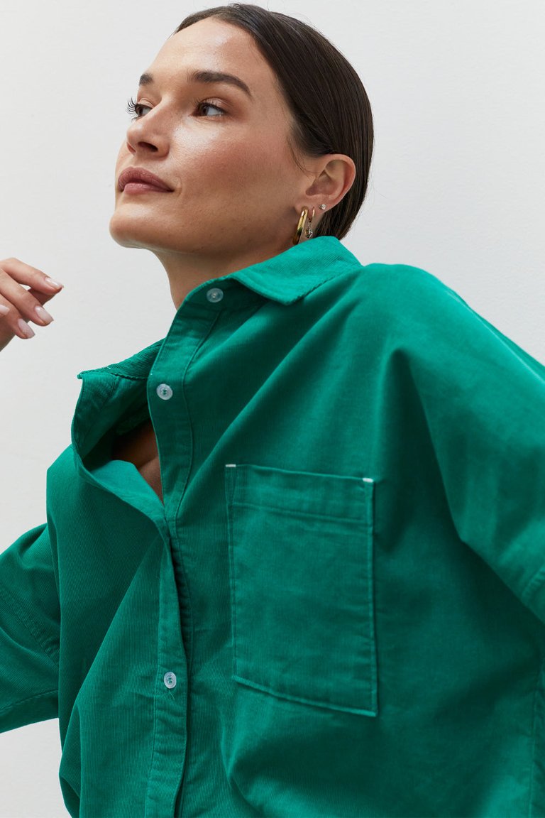 Mardi Corduroy Oversized Shirt - Emerald