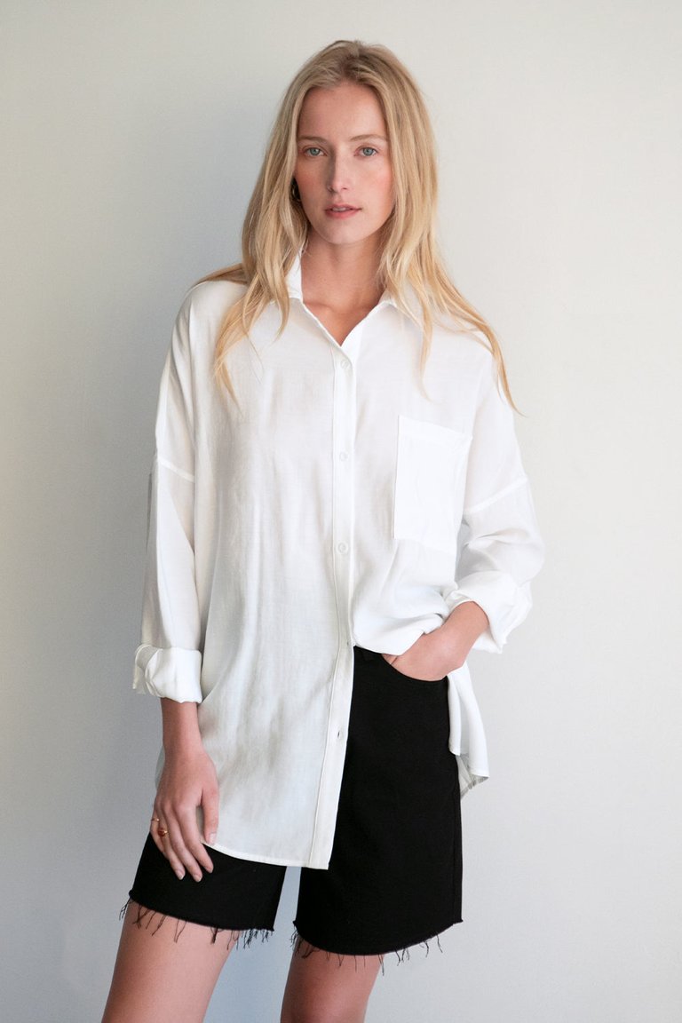 Marne Button Up Top - White