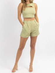 Milly Linen Short Set - Sage