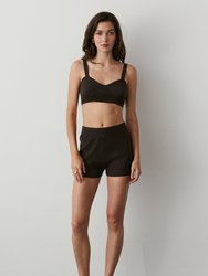 Mylie Ribbed Knit Shorts Set - Charcoal
