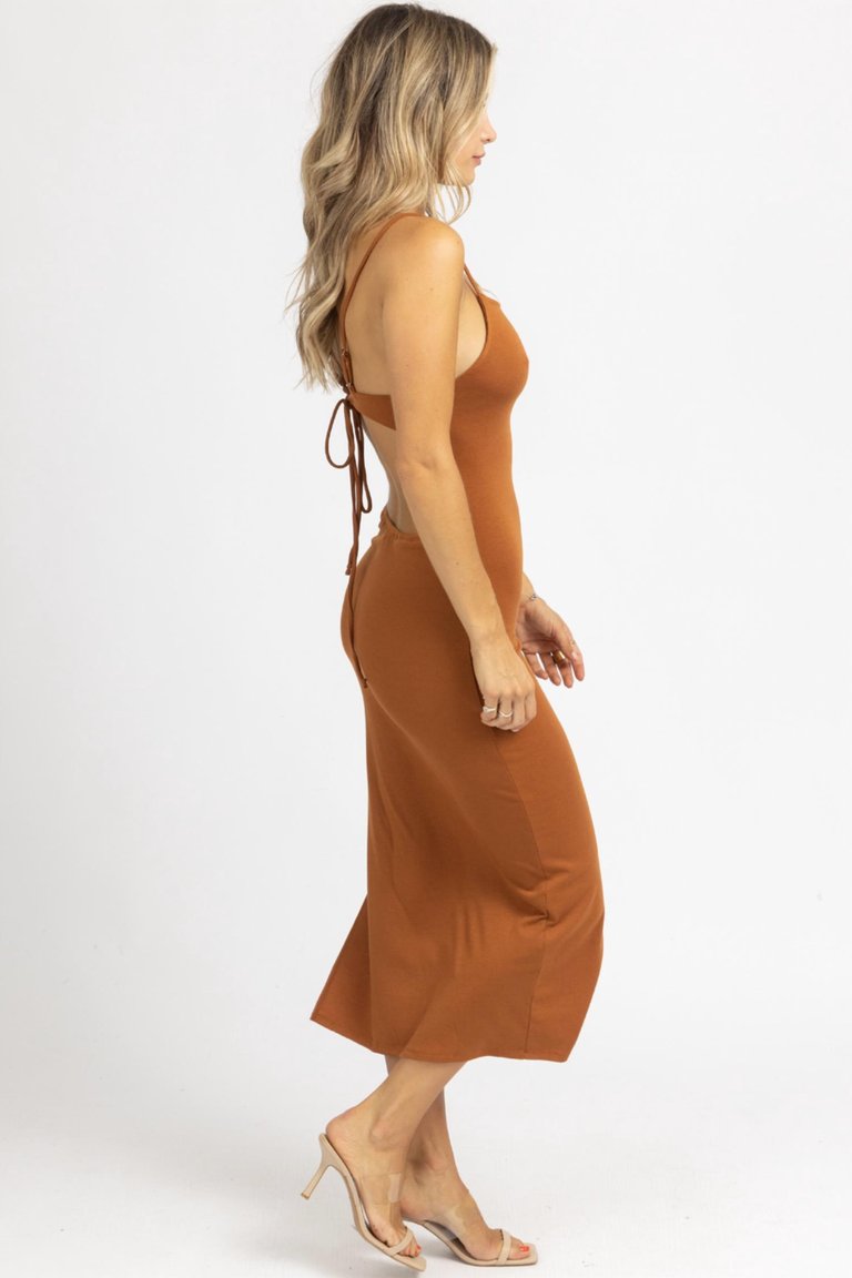 Open Tie-Back Midi Dress