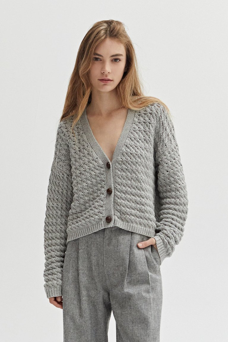 Presley Textured Cardigan - Heather Grey