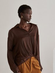 Raven Satin Blouse - Cacao