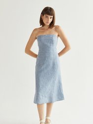 Sofia Linen Midi Dress - Blue