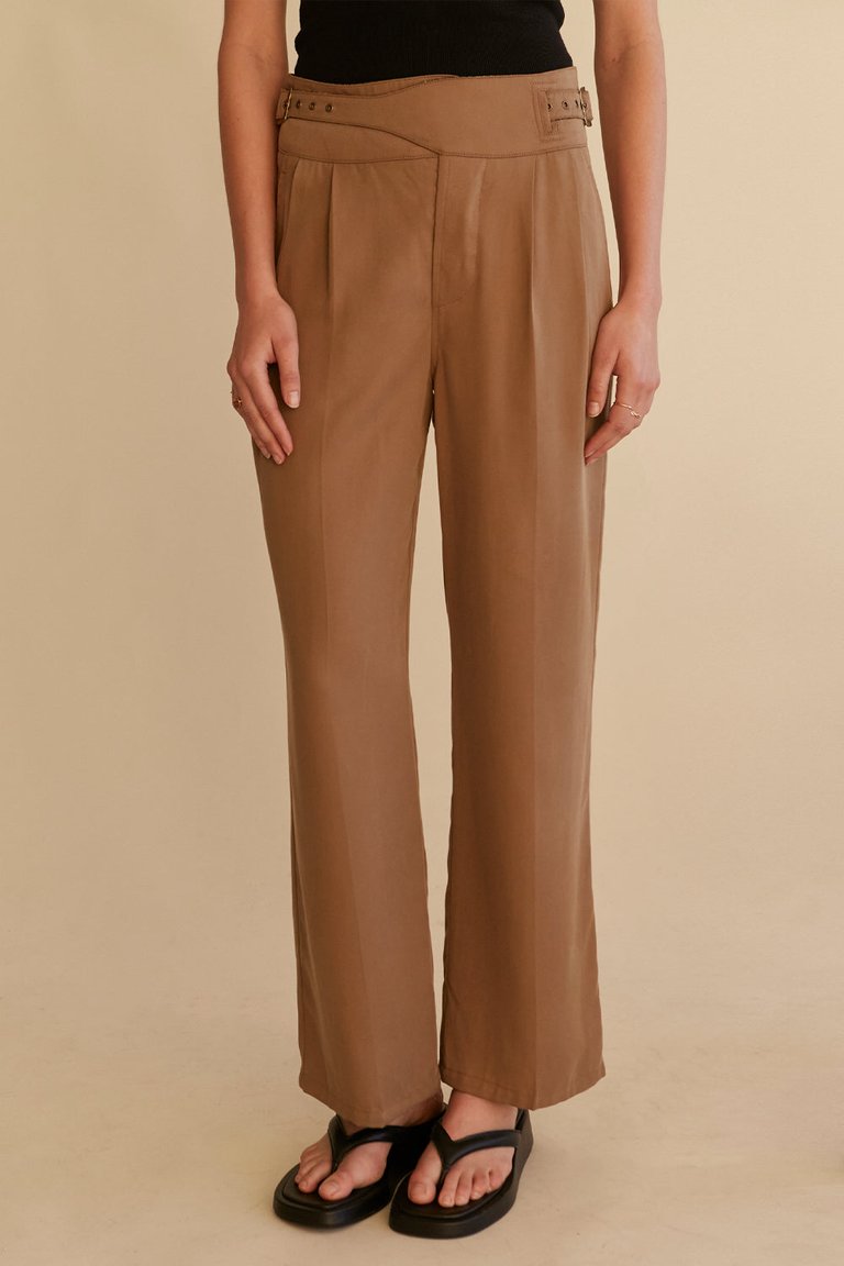 Swan Wide Leg Tencel Trousers - Khaki