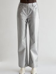 Tory Vegan Leather Pants - Silver