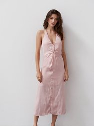 Victoria Satin Midi Dress - Pink