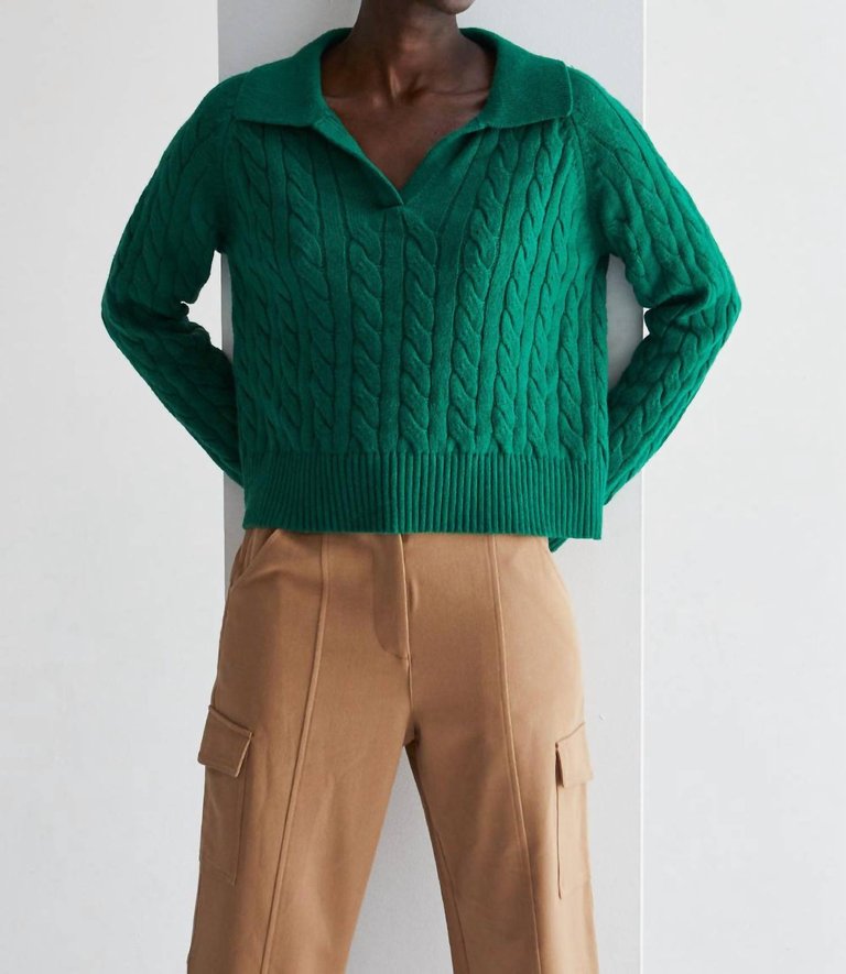 Vivian Pretzel Knit Top Sweater In Green