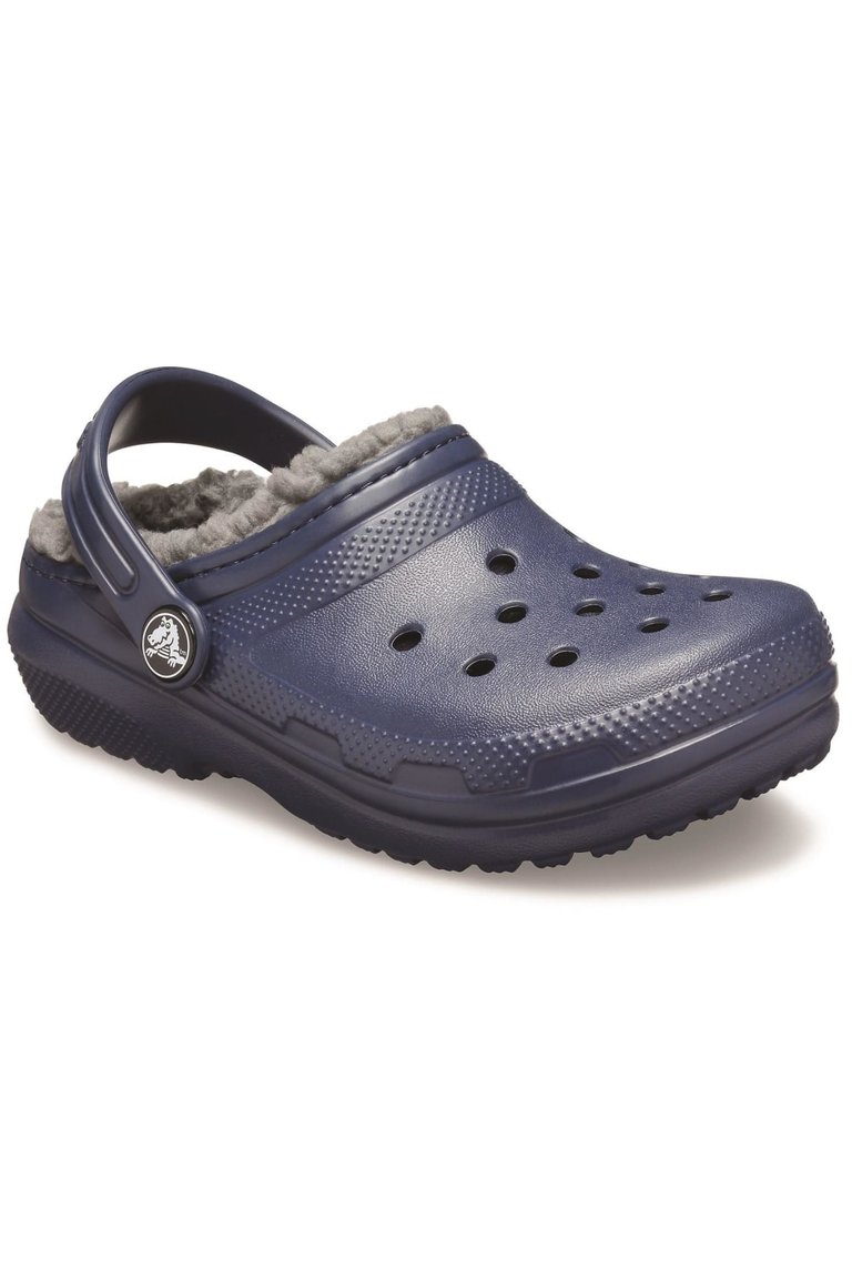 Childrens/Kids Classic Lined Clogs - Navy/Charcoal - Navy/Charcoal