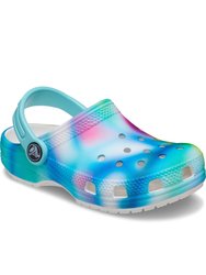 Childrens/Kids Classic Solarized Clogs - Blue/White/Pink - Blue/White/Pink