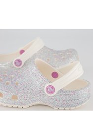 Crocs Childrens/Kids Classic Glitter Slip On Clog (Oyster/Glitter)