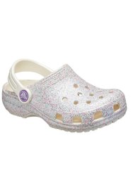 Crocs Childrens/Kids Classic Glitter Slip On Clog (Oyster/Glitter) - Oyster/Glitter