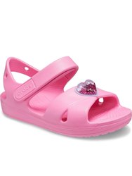 Crocs Girls Classic Heart Charm Sandals (Pink) - Pink