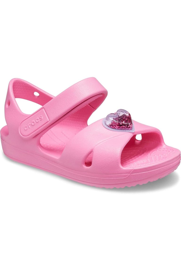 Crocs Girls Classic Heart Charm Sandals (Pink) - Pink