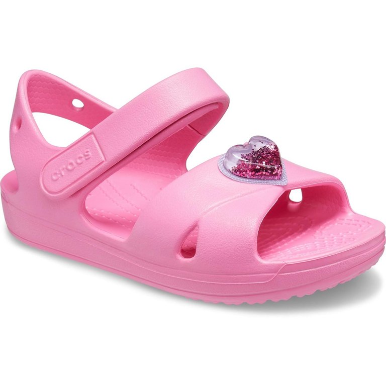 Crocs Girls Classic Heart Charm Sandals (Pink) - Pink